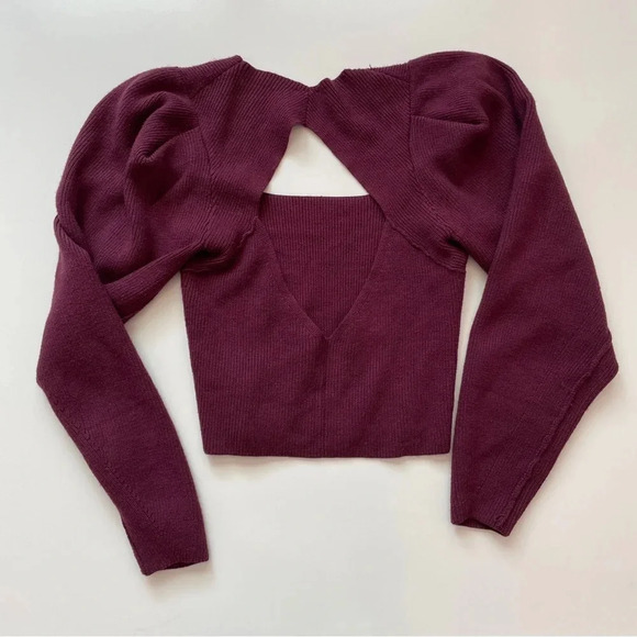 Free People Saffron Open Back Sweater Pomegranate Wine Women's Size XS - Picture 12 of 13